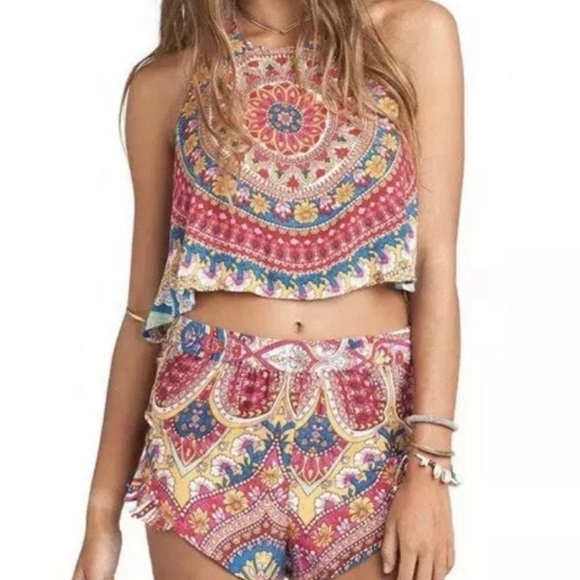 Billabong Halter Back Tie Bohemian Tank M - Picture 1 of 9